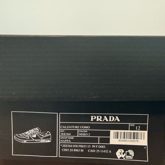 Prada Downtown Low Top Men's Black and Gold Sneakers size 12US/13UK - Picture 6 of 8